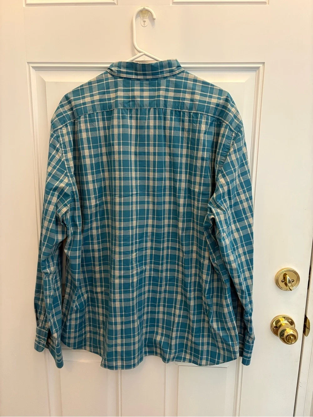 J. Crew Teal and White Plaid Button-Down Shirt